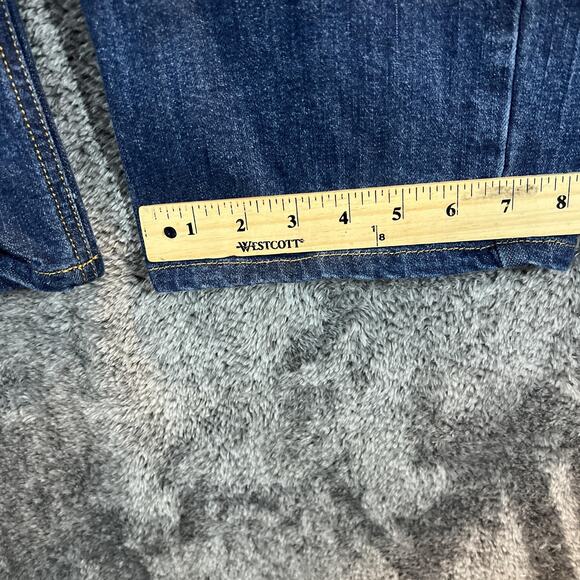 Orvis Jeans Mens 42x30 Dark Blue Five Pocket Stretch Denim Straight Leg Zip Fly - Picture 8 of 10